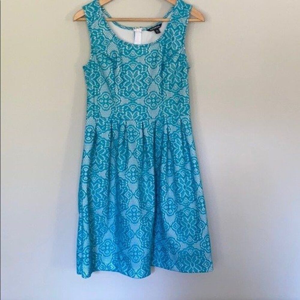 George Size M 8 - 10 Teal Lace Fit and Flare Sleeveless Dress